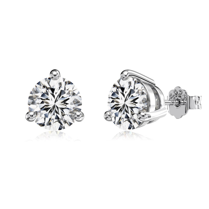 Stud earrings made of 925 silver with large round zirconia stone