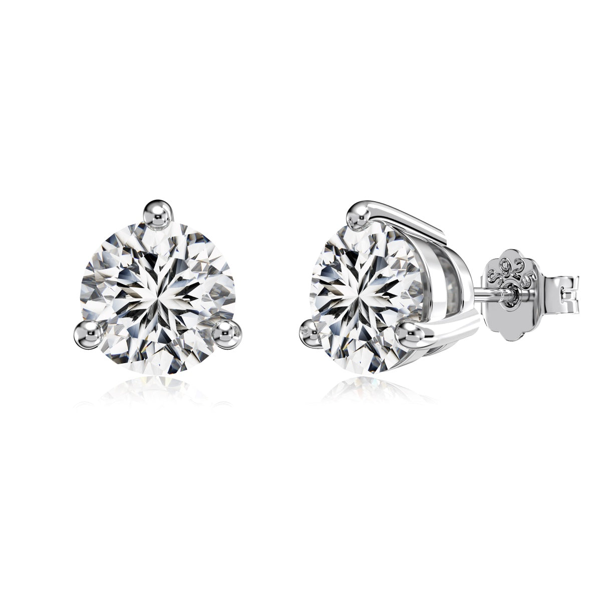 Stud earrings made of 925 silver with large round zirconia stone
