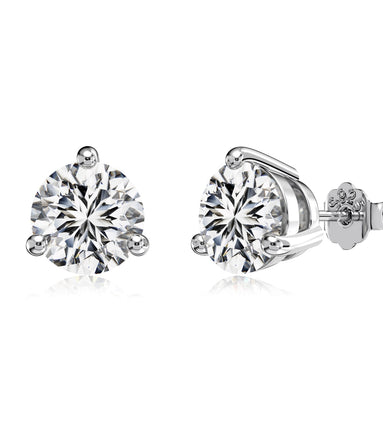Stud earrings made of 925 silver with large round zirconia stone