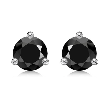 Stud earrings made of 925 sterling silver with black zirconia