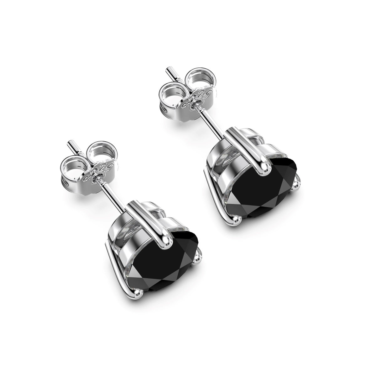 Stud earrings made of 925 sterling silver with black zirconia