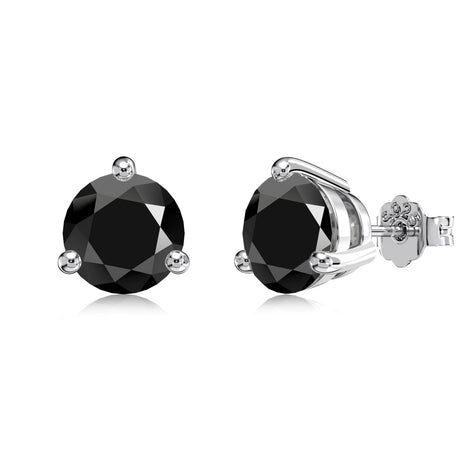 Stud earrings made of 925 sterling silver with black zirconia