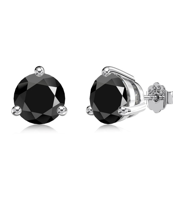Stud earrings made of 925 sterling silver with black zirconia
