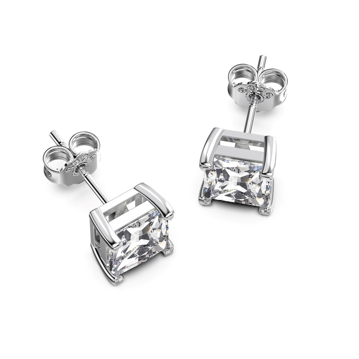 Stud earrings 925 Sterling Silver - Square Zirconia