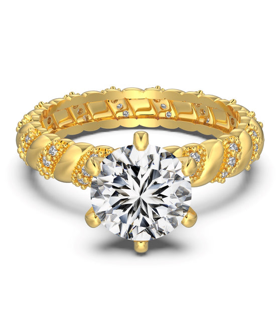 18K gold-plated ring made of 925 sterling silver with solitaire zirconia