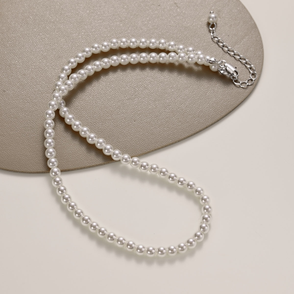 Genuine freshwater pearl necklace made of 925 sterling silver – 4 mm pearls