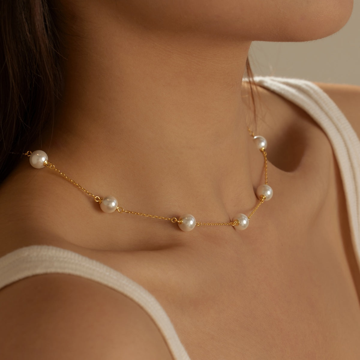 18K gold-plated chain made of 925 sterling silver with real pearls