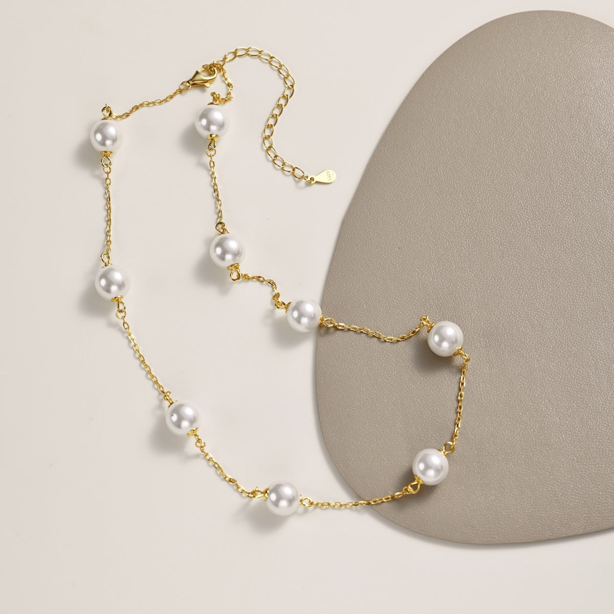 18K gold-plated chain made of 925 sterling silver with real pearls