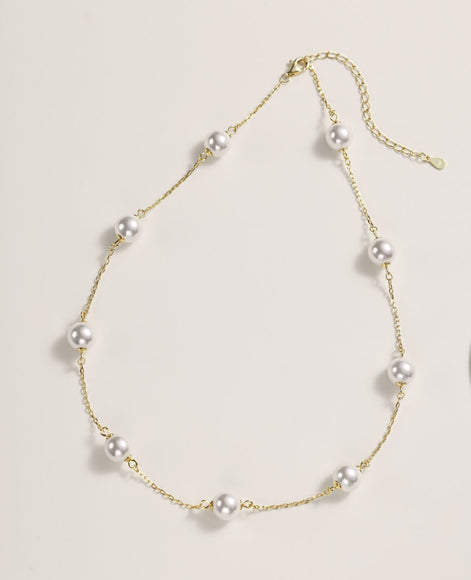 18K gold-plated chain made of 925 sterling silver with real pearls