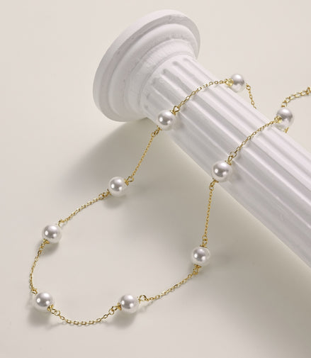 18K gold-plated chain made of 925 sterling silver with real pearls