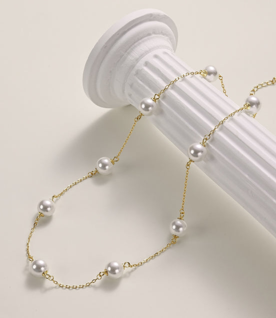 18K gold-plated chain made of 925 sterling silver with real pearls