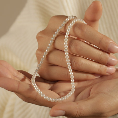 Genuine freshwater pearl necklace made of 925 sterling silver – 4 mm pearls