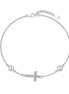 925 Sterling silver bracelet with cross pendant, set with zirconia stones and 2x genuine pearls