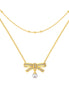 18K gold-plated double chain made of 925 sterling silver with bow pendant &amp; pearl