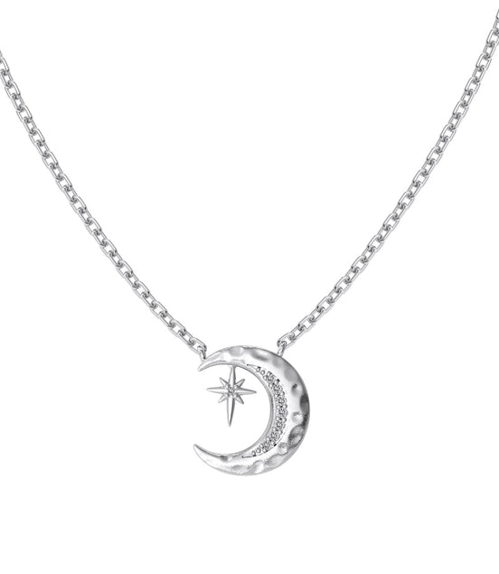 925 silver chain with crescent moon and star pendant