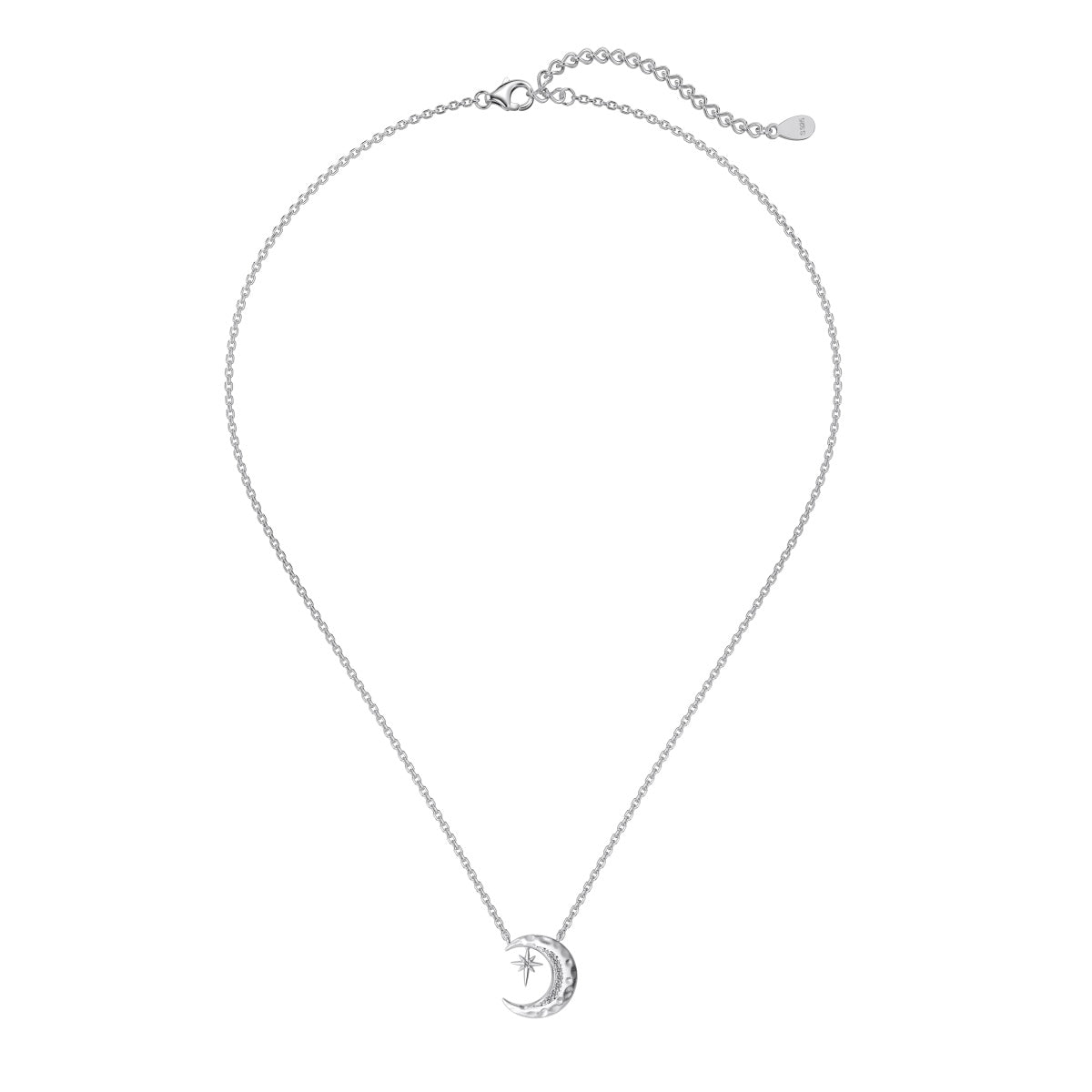 سلسلة فضية عيار 925 مع قلادة هلال ونجمة