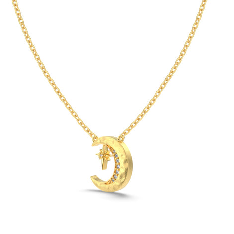925 silver chain with crescent moon &amp; star pendant - 18K gold-plated
