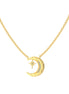 925 silver chain with crescent moon &amp; star pendant - 18K gold-plated