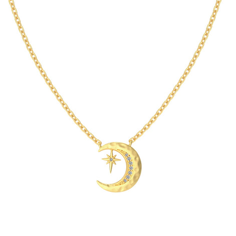 925 silver chain with crescent moon &amp; star pendant - 18K gold-plated