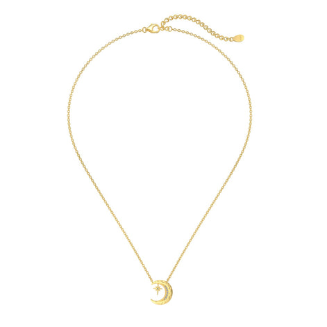 925 silver chain with crescent moon &amp; star pendant - 18K gold-plated
