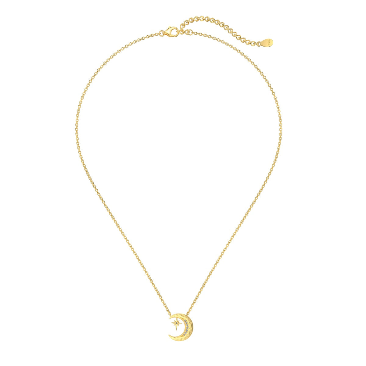925 silver chain with crescent moon & star pendant - 18K gold-plated