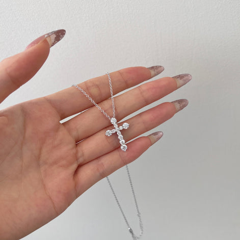 Necklace made of 925 sterling silver with large pendant &amp; zirconia