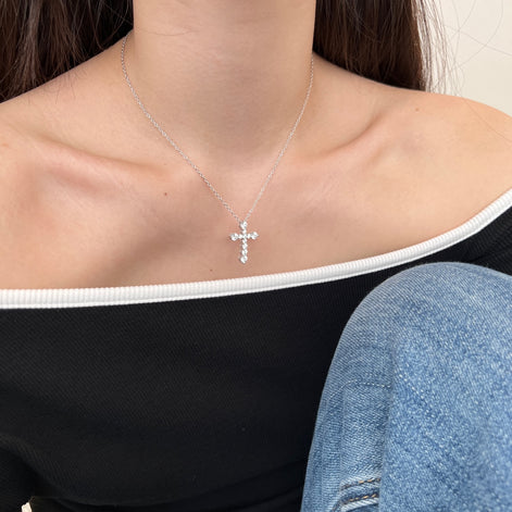 Necklace made of 925 sterling silver with large pendant &amp; zirconia