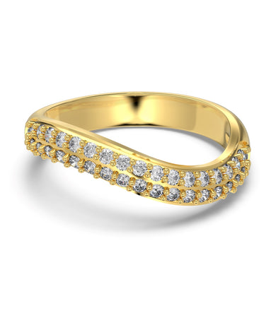 925 silver ring 18K gold plated with small zirconia stones in curved shape