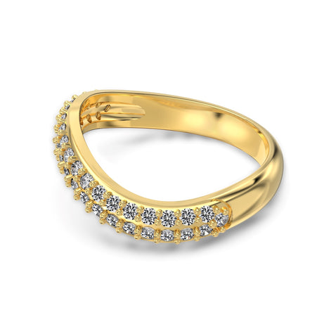 925 silver ring 18K gold plated with small zirconia stones in curved shape
