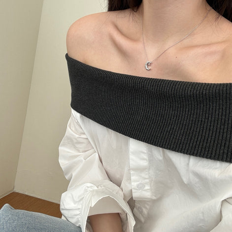 سلسلة فضية عيار 925 مع قلادة هلال ونجمة