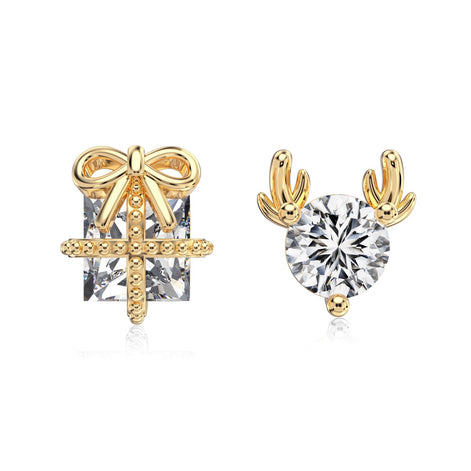 925 silver stud earrings – Christmas set with zirconia and 14K gold plating