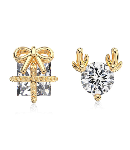 925 silver stud earrings – Christmas set with zirconia and 14K gold plating