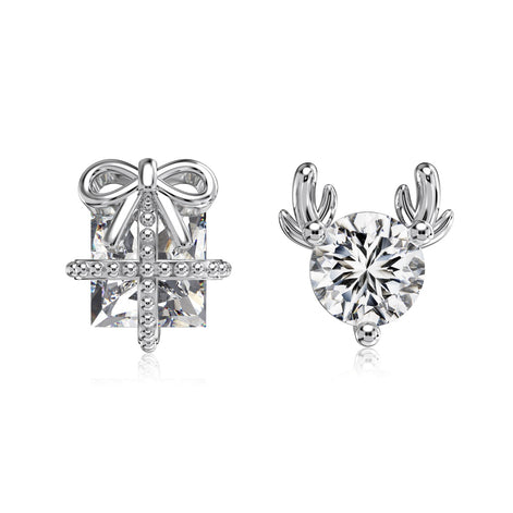 925 silver stud earrings – Christmas set with zirconia and 14K gold plating