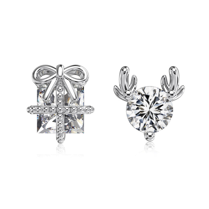 925 silver stud earrings – Christmas set with zirconia and 14K gold plating