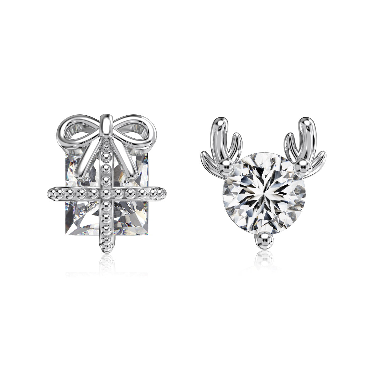 925 silver stud earrings – Christmas set with zirconia and 14K gold plating