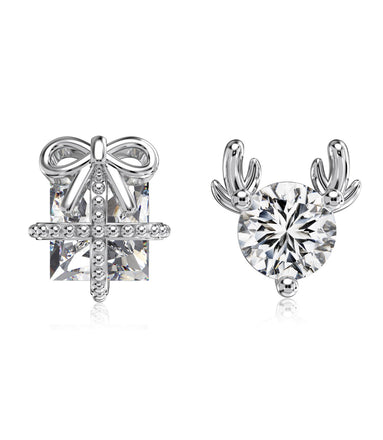925 silver stud earrings – Christmas set with zirconia and 14K gold plating