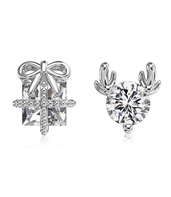 925 silver stud earrings – Christmas set with zirconia and 14K gold plating