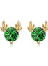 Reindeer earrings made of 925 silver gold-plated 14K with green zirconia stones