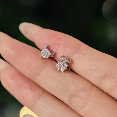 925 silver stud earrings – Christmas set with zirconia and 14K gold plating