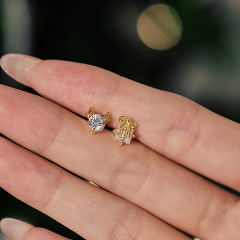 925 silver stud earrings – Christmas set with zirconia and 14K gold plating