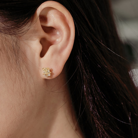 925 silver stud earrings – Christmas set with zirconia and 14K gold plating