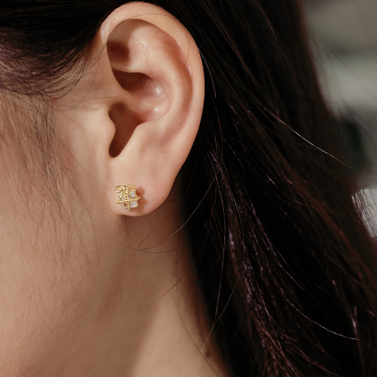 925 silver stud earrings – Christmas set with zirconia and 14K gold plating