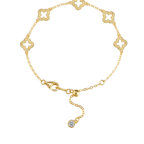 Gold-plated 925 silver bracelet with clover leaf pendants