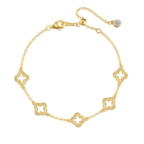 Gold-plated 925 silver bracelet with clover leaf pendants