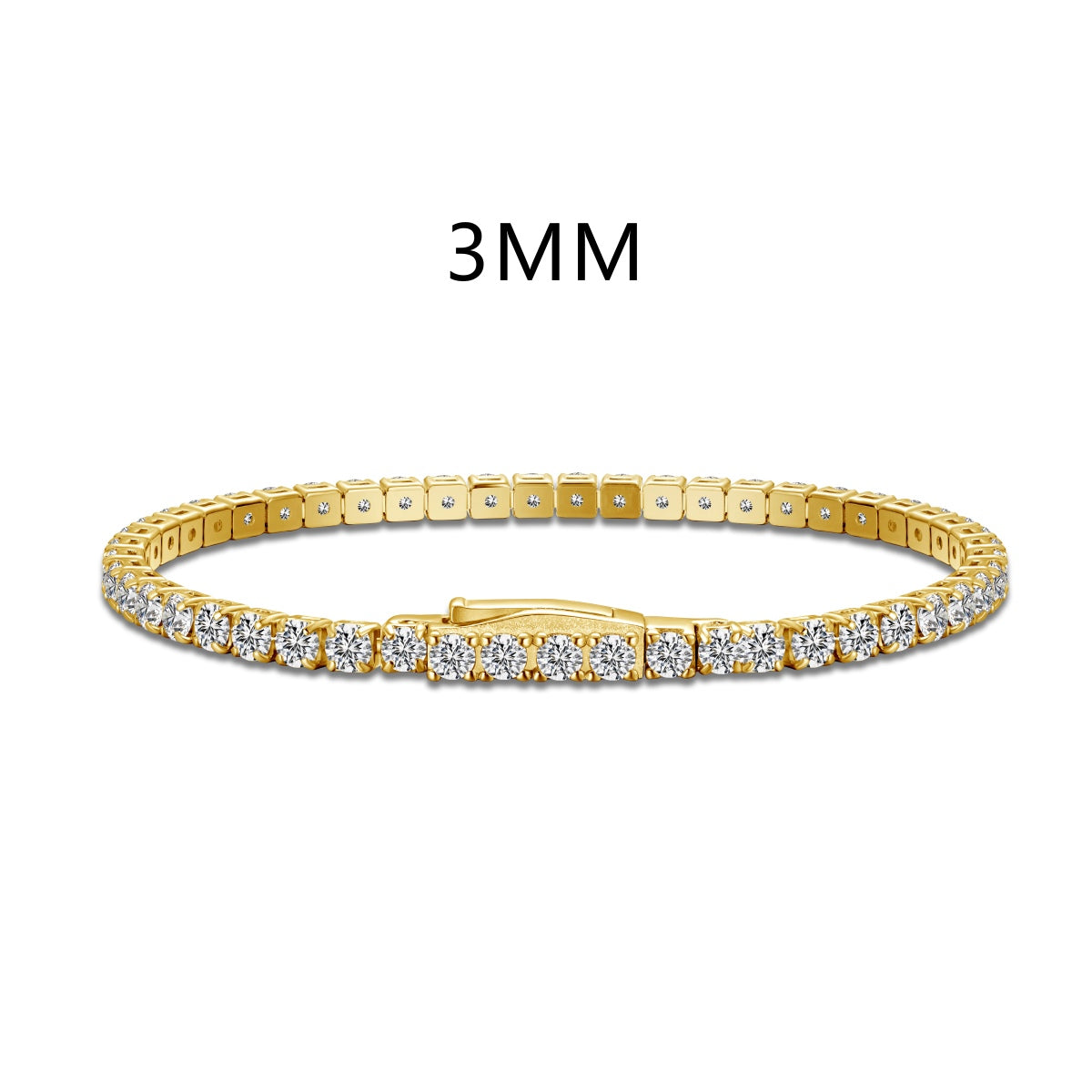 High-quality 925 silver bracelet with 3 mm zirconia stones