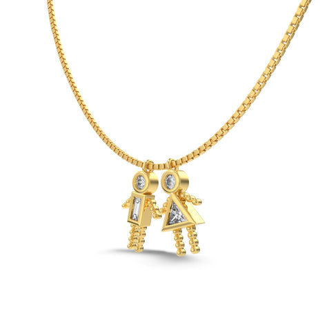 925 silver chain with figure pendants - 18K gold-plated
