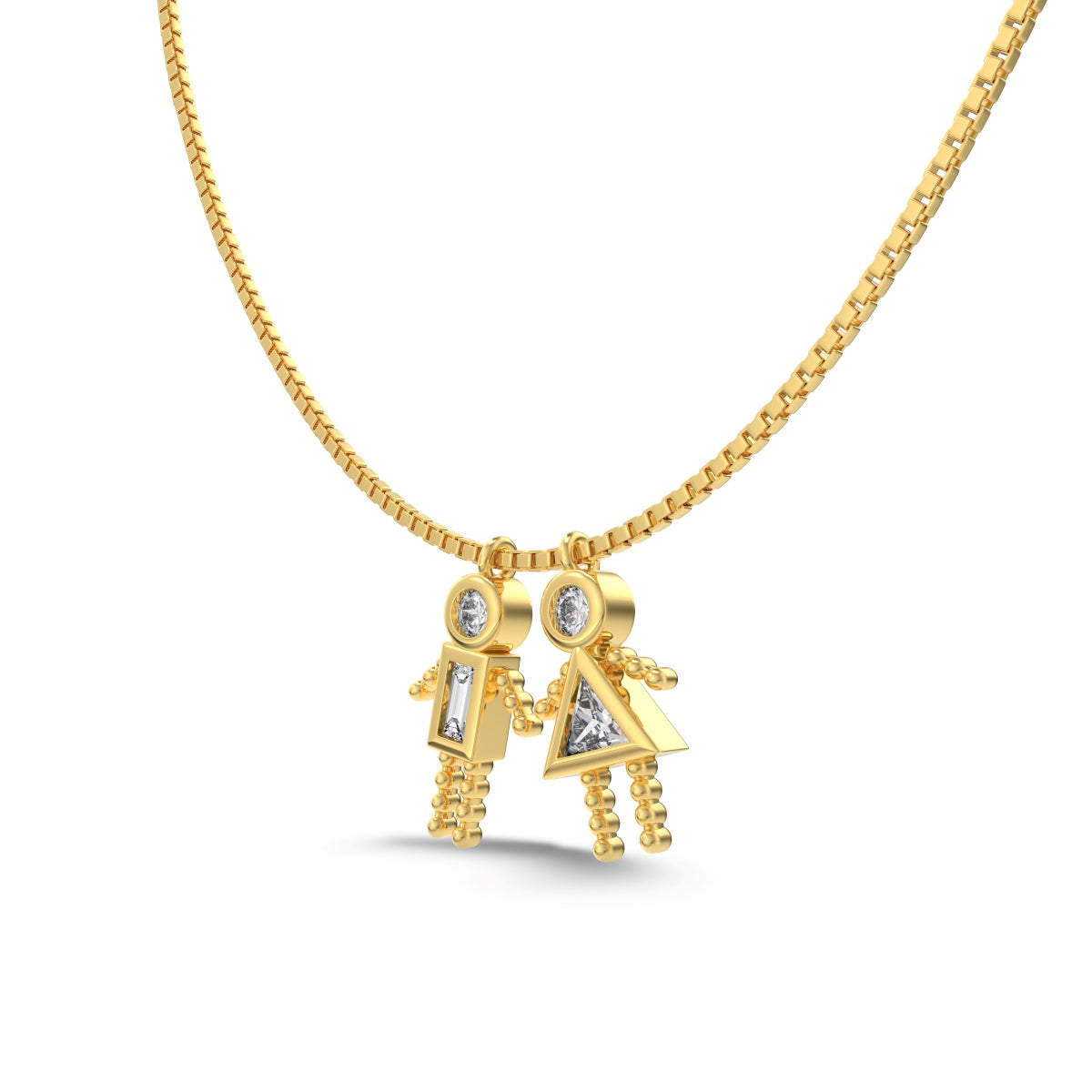 925 silver chain with figure pendants - 18K gold-plated
