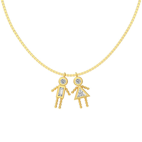 925 silver chain with figure pendants - 18K gold-plated