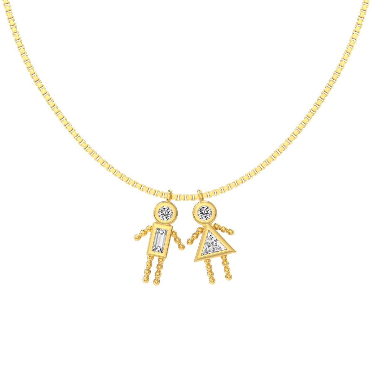 925 silver chain with figure pendants - 18K gold-plated