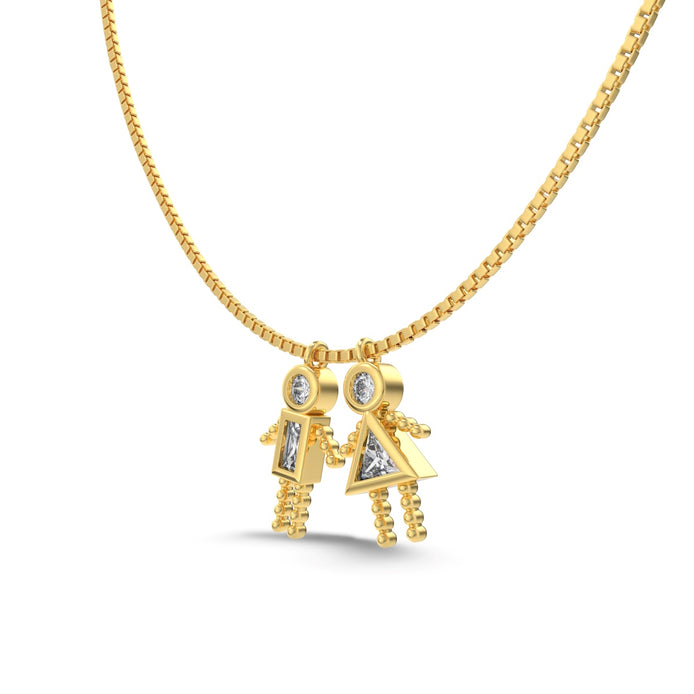 925 silver chain with figure pendants - 18K gold-plated